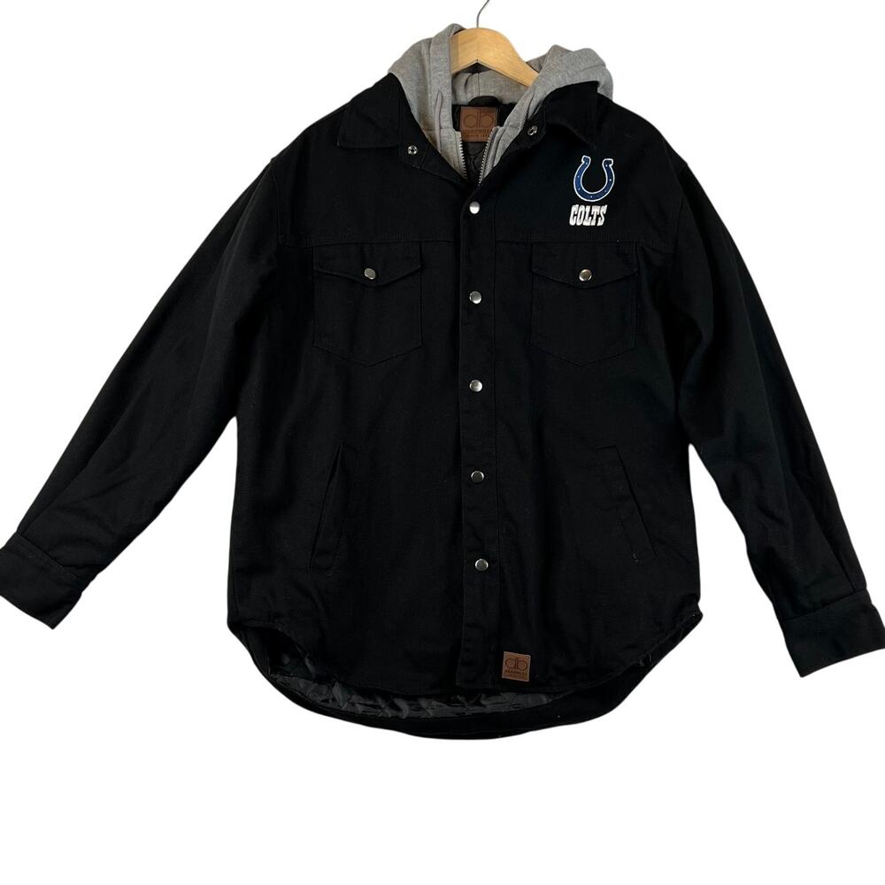 Indianapolis Colts Jacket‎ Mens Large DB Workwear Utility Black Parka Hooded L
